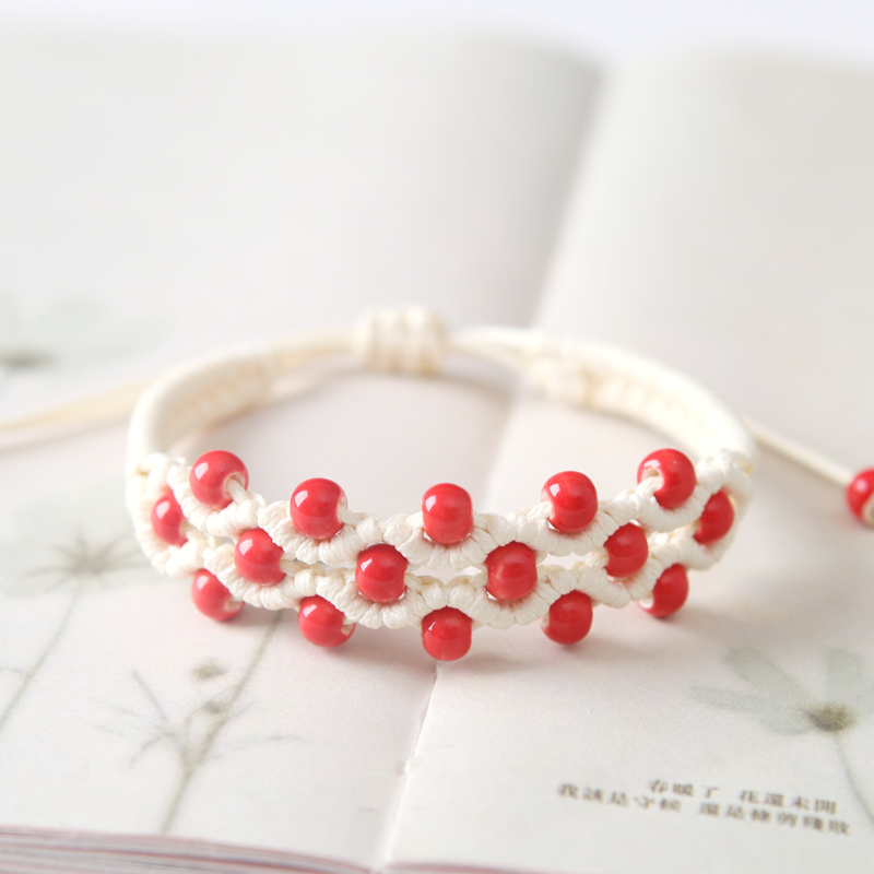 The Original product color glaze porcelain bead has QingGe bracelet with small pure and fresh and literary national wind street source