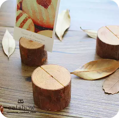 Log Retro Zakka Grocery Simple stump Wooden post-it note clip Business card clip Message clip Photo display stand