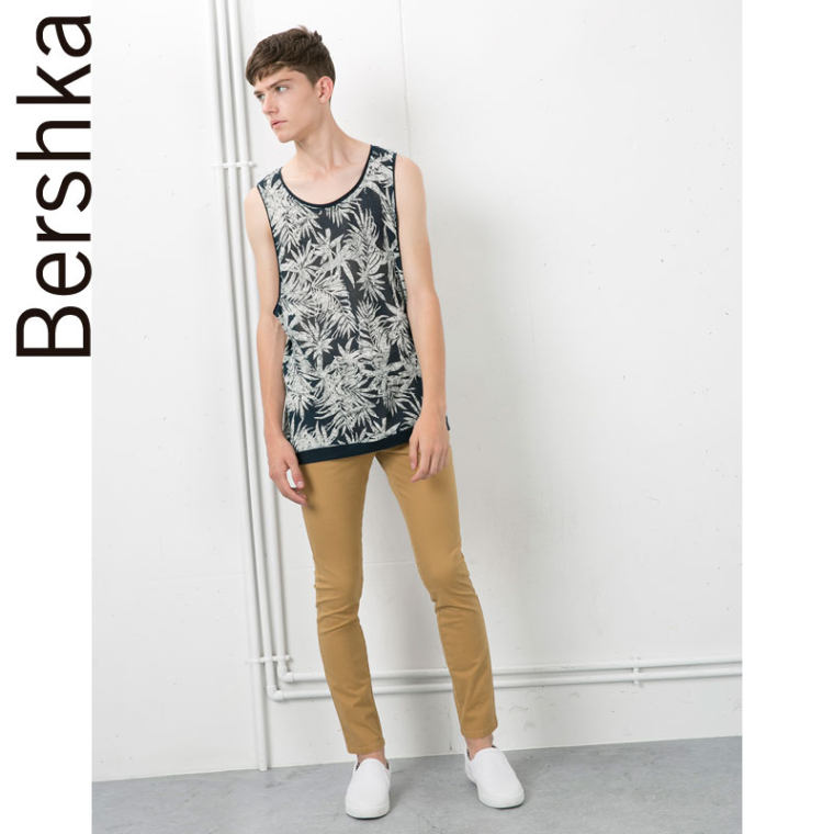 Bershka五兜棉质长裤 05333095