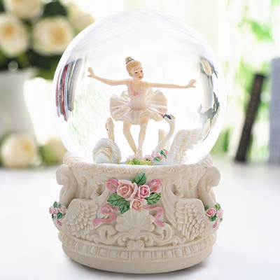 浪漫精致带灯自吹芭蕾舞女孩水晶球音乐盒八音盒送男女友生日礼物