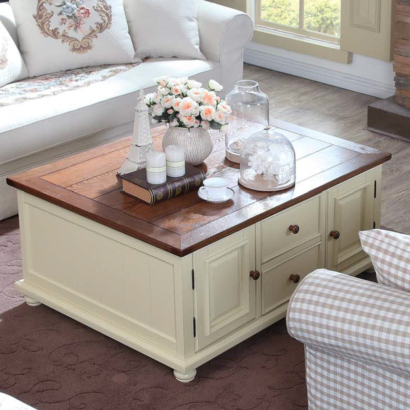 雅宝家具 美式乡村客厅茶几 北美田园风格烤漆长几 储物小茶几