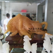 Natural rice yellow jade cattle animal handmade desktop ornaments modern home living room office simple gift crafts