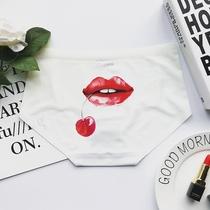Sexy Lips Cherry Ice-free Pants Woman One-Piece Cute Mid-Waist Adolescent Cotton Crotch Summer Breathable Briefs