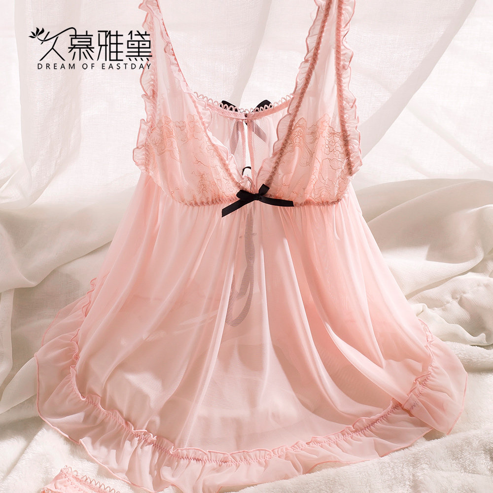 久慕雅黛性感睡衣女春冬季露背吊带睡裙透明迷人诱惑薄纱情趣内衣