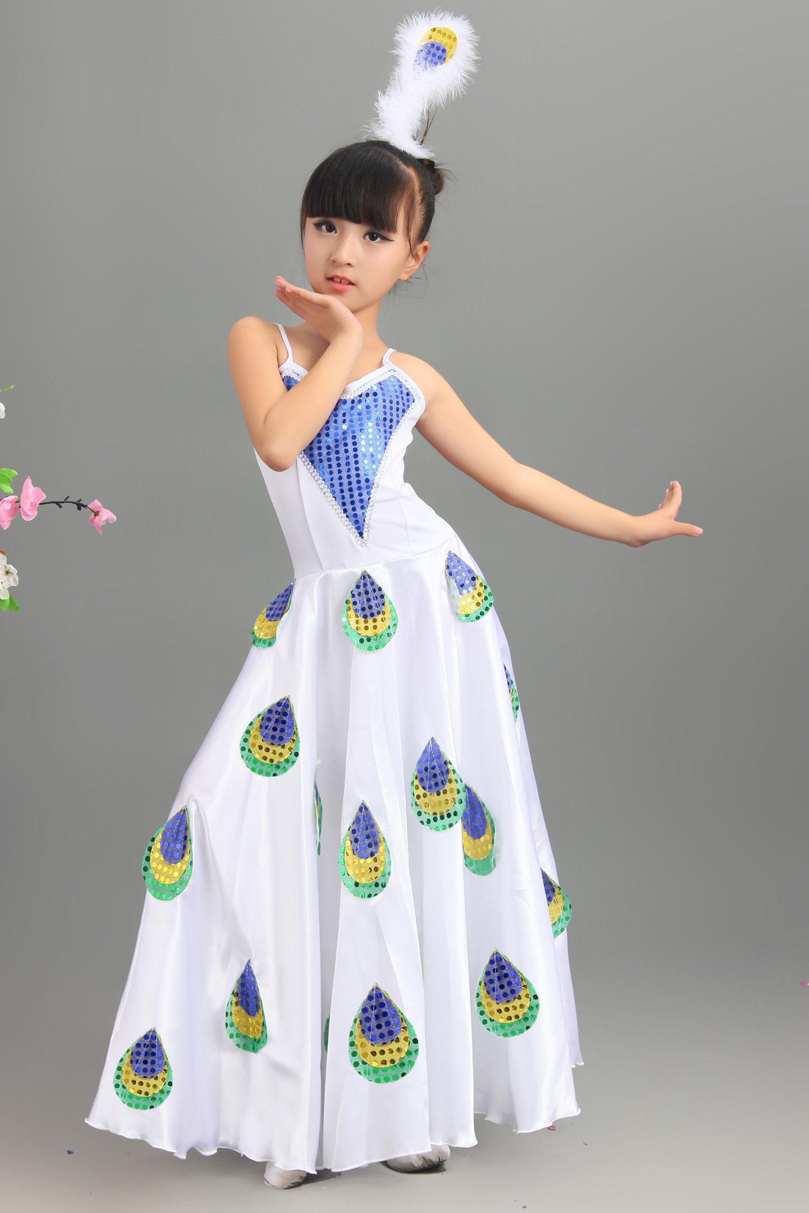 儿童演出服女童傣族幼儿园表演服装女少儿民族舞蹈服装孔雀服
