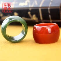 Fuxin red agate ladies retro finger green court brilliant thumb ring little finger ring