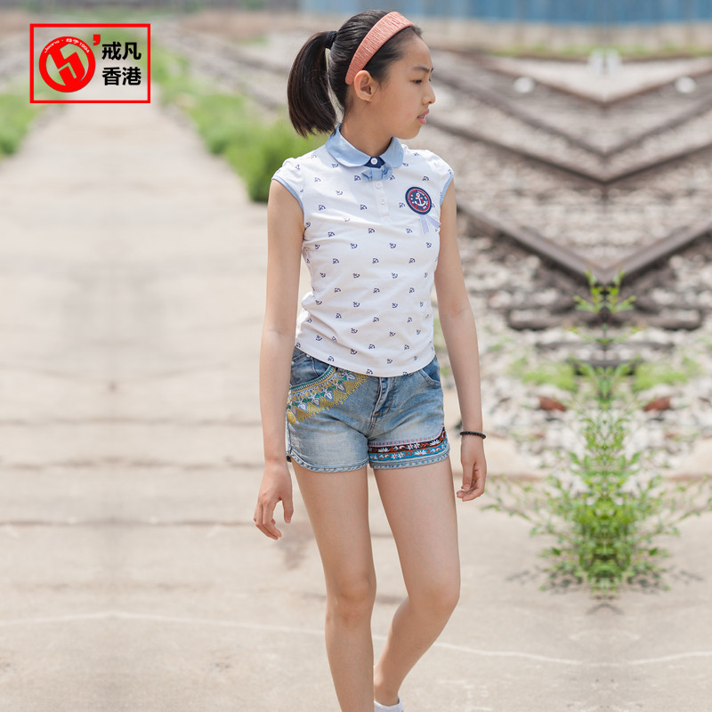 2016夏装新款女童短裤夏季中大童牛仔短裤热裤儿童装小孩中裤子潮