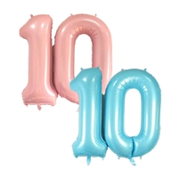 (Weiwei Balloon) 40-inch large number 10th birthday party layout light pink light blue aluminum foil balloon