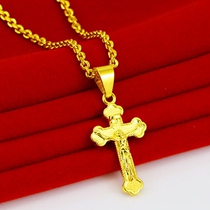 Gold necklace pendant Mens and womens 9999 pure gold Jesus Cross necklace pendant pure Gold jewelry mom