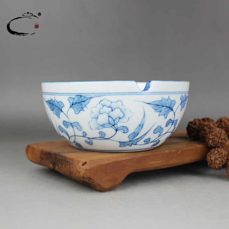 Restoring ancient ways and auspicious jingdezhen checking ceramic ashtray large hand - made porcelain ashtrays home furnishing articles ornaments