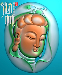 御林精雕\/椭圆观音头像挂件 玉雕图 精雕jdp图