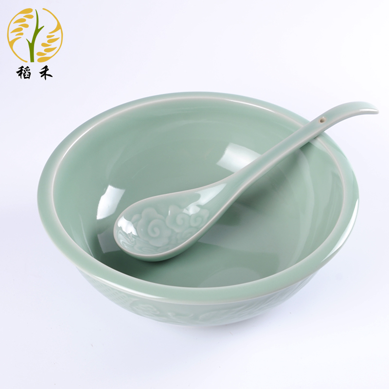 Your up celadon bowl spoon, bowl of the spoon combination basin of Chinese style classical pure and fresh and ceramic soup home hotel