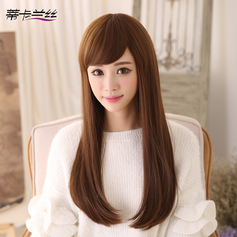 蒂卡兰丝 假发 女长直发斜刘海长发逼真时尚甜美修脸女生假发套