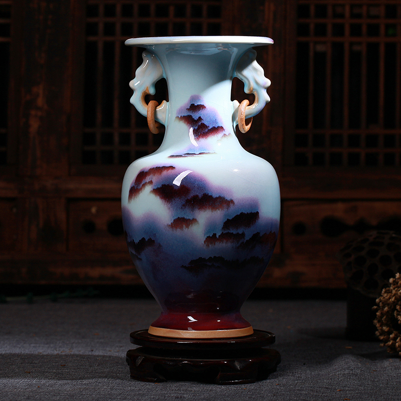 Jun porcelain vase of jingdezhen ceramics up flower glaze modern classical home sitting room adornment handicraft furnishing articles