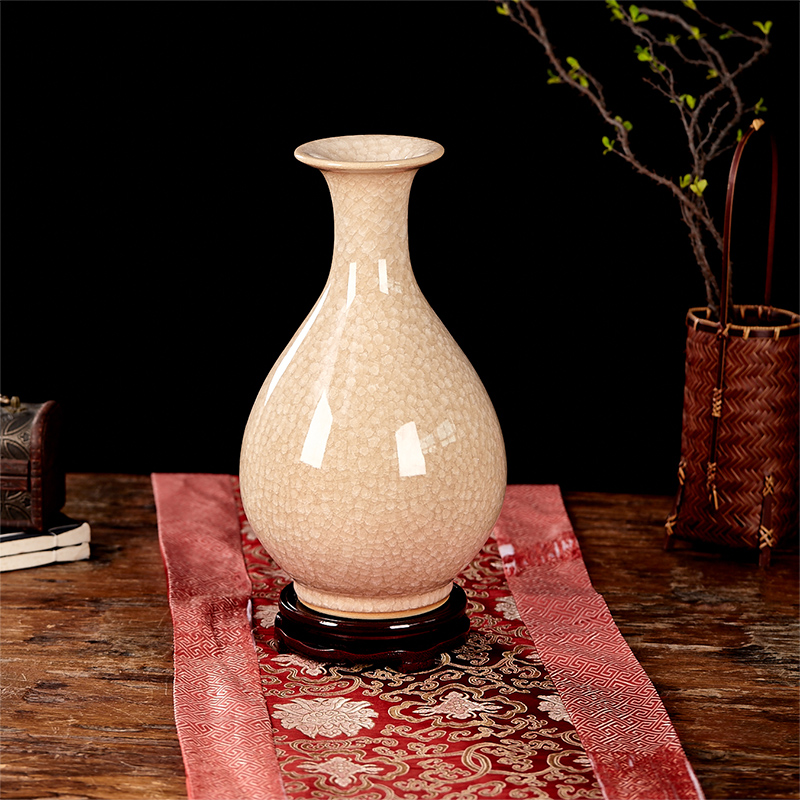 Jingdezhen ceramics vase household ice crack wine study office decoration sitting room furnishing articles