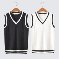 Autumn and winter large size sleeveless pullover vneck sweater JK uniform sweater vest British college style school uniform vest