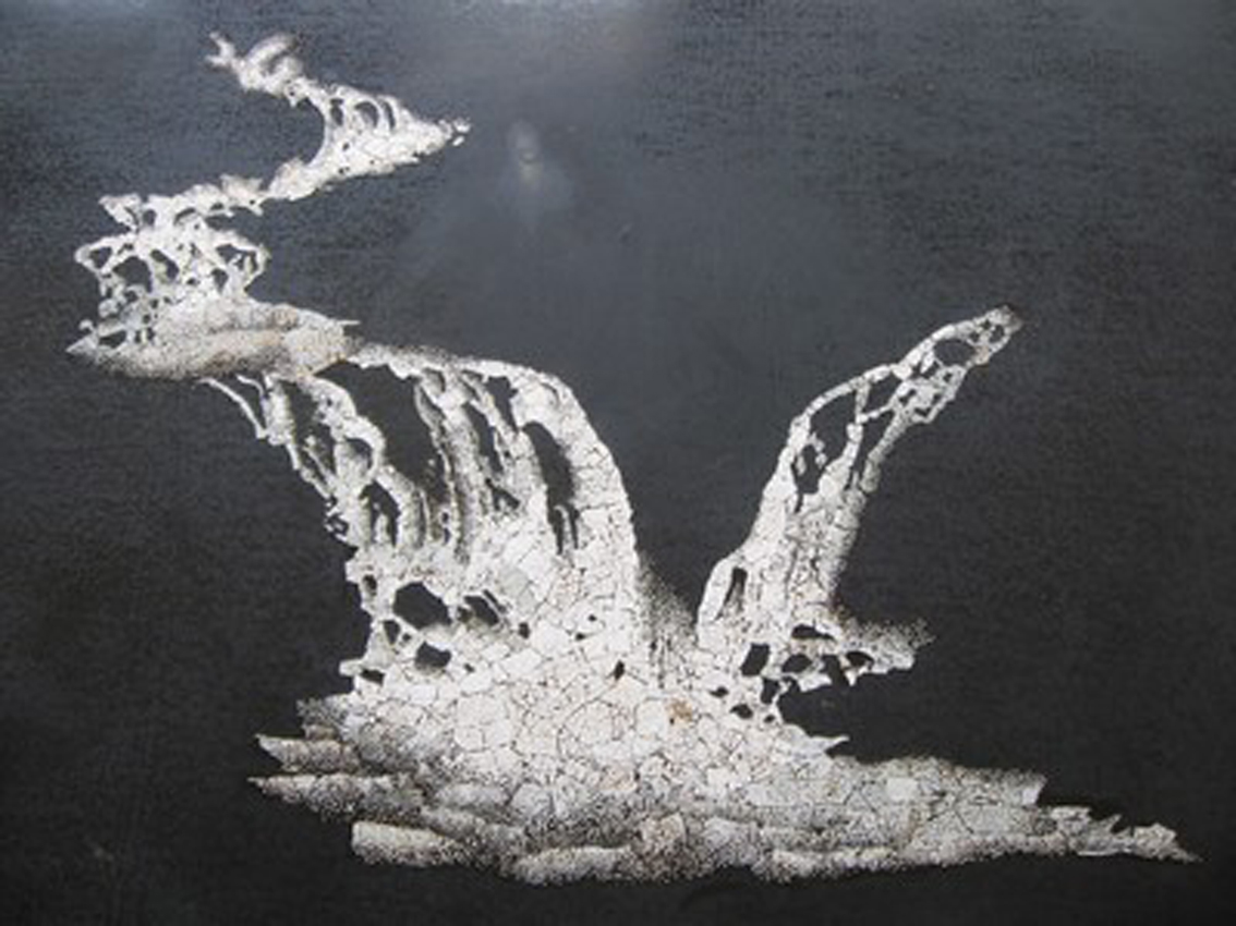 手工蛋壳镶嵌瀑布漆画壮丽景色展览展示毕业设计家庭
