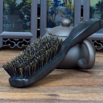 条纹乌木黑檀木野猪鬃梳发刷猪鬃梳猪鬃毛梳猪毛梳子妇女节礼物_7折