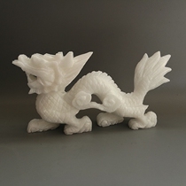 Natural White Jade Dragon Pendulum Piece Feng Shui Furnishing Home Adornment Dragon Handicraft Furniture Ornament Swing of the Zodiac