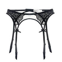 Womans Secret High definition European and American Sexy lace big code hanging socks with black Spice Decorative Butterfly Knot Harness Socks