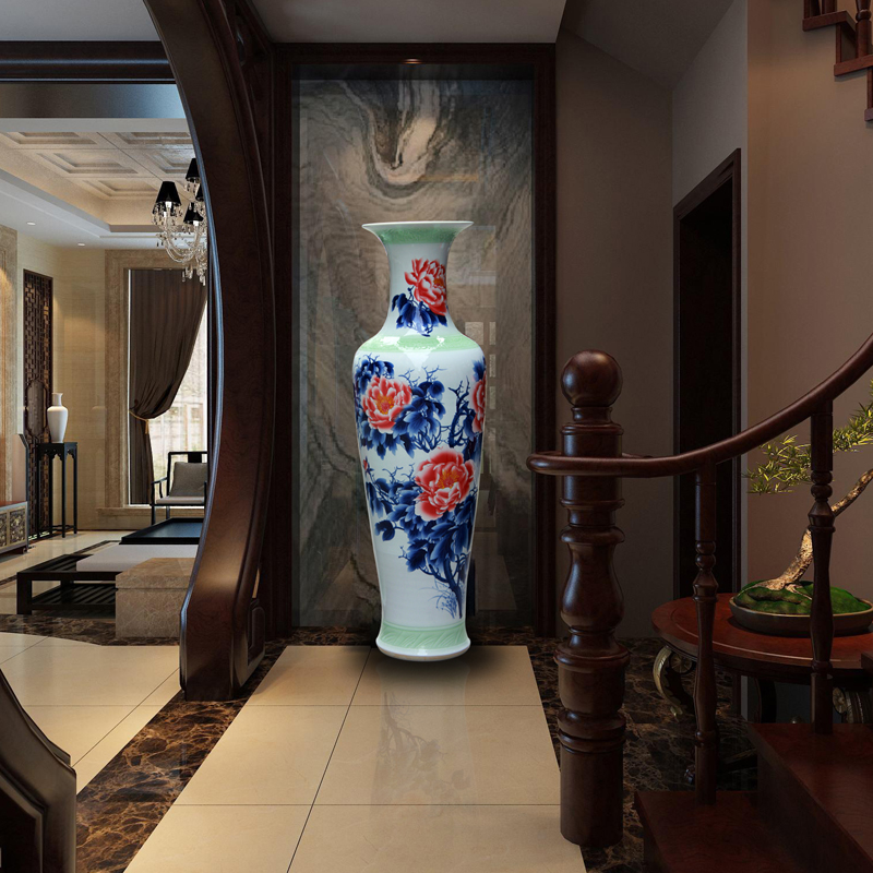 Jingdezhen ceramics hand - made peony of large vases, new Chinese style hotel decorative furnishing articles to heavy large living room