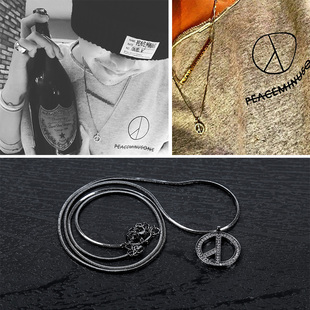 bigbang权志龙gd同款项链反战标志男女吊坠颈链钛钢项链送盒子