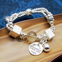Bracelet female sterling silver fashion personality design lucky jewelry simple girlfriends jewelry transfer Crystal hand jewelry silver bracelet