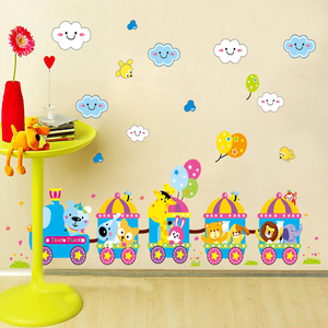 可爱小火车 儿童房卧室卡通墙贴纸可移除学校