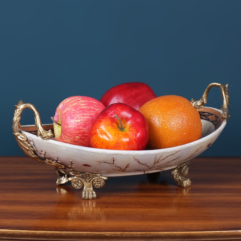 Hon jubilee European ceramic fruit bowl luxurious sitting room creative household adornment American tea table coloured drawing or pattern compote furnishing articles