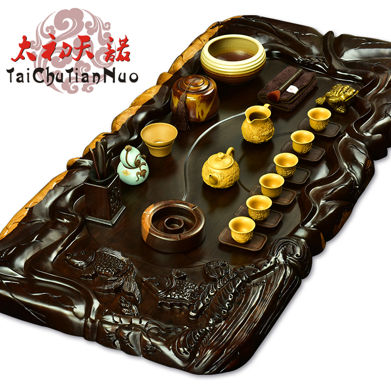 The beginning day, kung fu tea set tea tray was solid wood ebony purple sand tea tea sets tea sea kung fu tea set