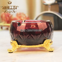 Purple Crystal ktv table supplies gold foot small round ashtray clubhouse fruit tray smoke cylinder microphone rack tissue box