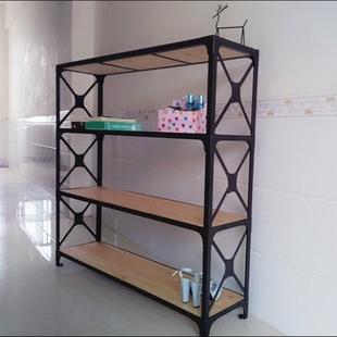 简易书实木落地展示架铁艺多层货架家用客厅5置物创意一字搁隔板