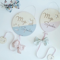 sunnykids childrens room ins baby name plate custom balloon deer shape hairpin decoration label