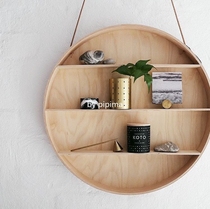 Fart Akins Nordic home Pole minimalist creative round shelf wooden wall hanging cabinet