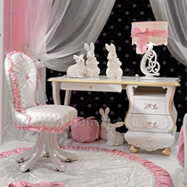 Childrens room Pink solid wood writing desk desk Solid wood cute princess room Childrens desk chair custom computer table