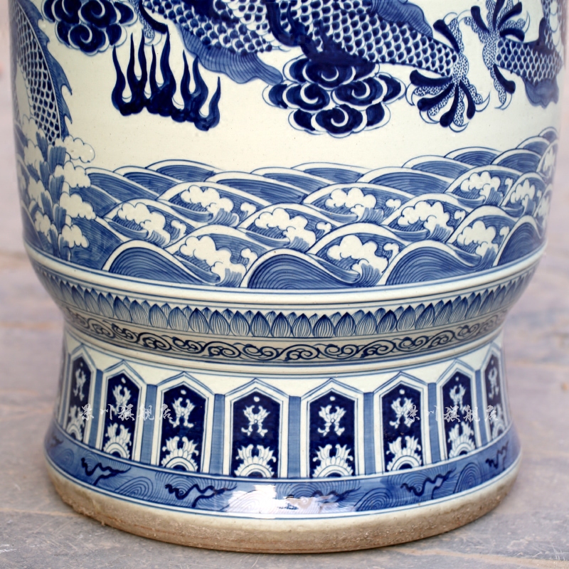 Hand draw the blue and white porcelain of jingdezhen ceramics Jin Zhonglong landing big sitting room big porcelain vase hotel furnishing articles