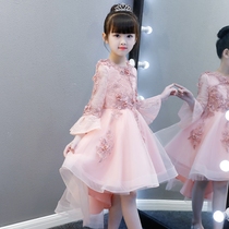 Girls wedding dress fluffy pink tails childrens birthday night dress princess skirt flower girl girl piano performance costume