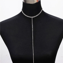 European and American fashion sexy nightclub full drill chain T neck chain long flow sulock bone chain necklace necklace wool coat chain
