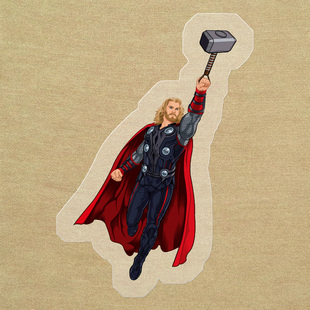 定制批发现货 热转印贴 复仇者雷神 柯式pet胶片diy布贴 烫画图案