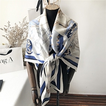 New big square silk twill silk scarf womens shawls Joker Europe and America sunscreen spring and autumn mulberry silk scarf