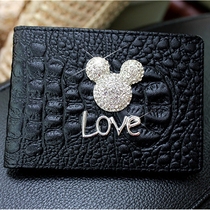 Car diamond-studded Mickey head crocodile leather drivers license leather case motor vehicle cover fashion for men and women