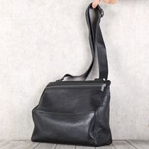 Men Bull Leather Single Shoulder Inclined Cross Backpack Head Layer Bull Leather Casual Leather Bag Single Shoulder Bag Deep Hill Nine Original