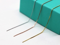 S925 Pure Silver Necklace Long Needle Box Chain Wearing Pearl Ornament Accessories Tetragonal Italy Boxed Chain Collarbone Chain