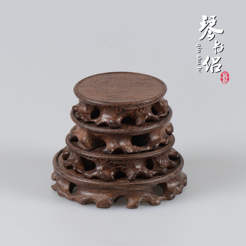 Chicken wings wood real wood gendiao surround the teapot vase base stone base monolith furnishing articles at base