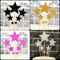 5 sets of light-faced laser stars love five-pointed stars gold and silver size sparkling stars 7 pieces