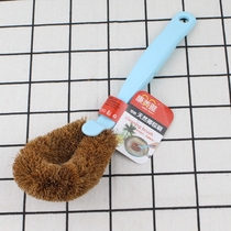 Pan brushed long handle brush not stained with oil Home natural coconut palm brushed pan theorizer unhurt hand plastic handle high temperature resistant hard hair