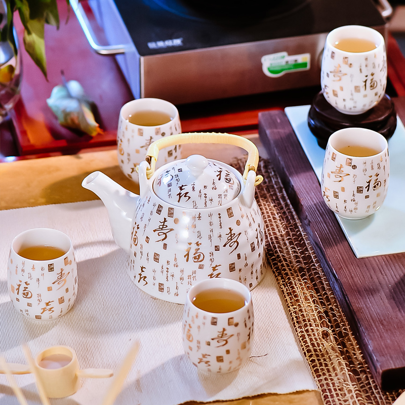 Jingdezhen tea set of household ceramic teapot girder pot of Japanese large teapot teacup 6 cup pot 1