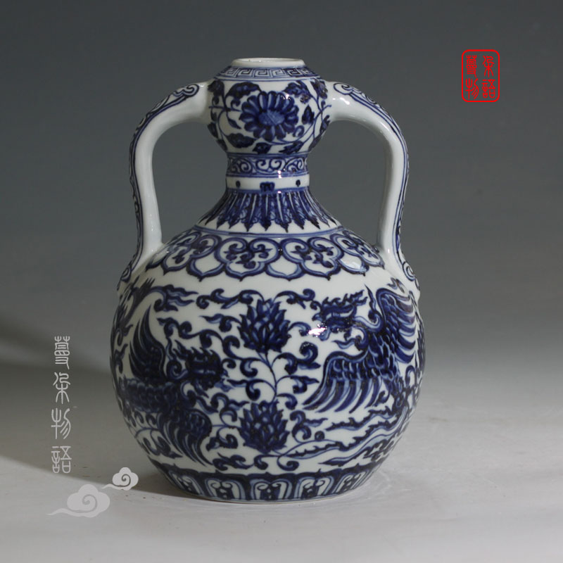Jingdezhen ruyi gourd display blue and white porcelain vase wishful auspicious grain gourd vases