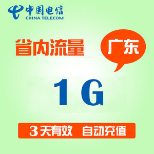 广东电信 流量包1G 本地流量 本省使用 3天内有