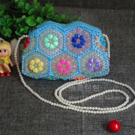珍珠小包可爱女生包包手工串珠包单肩包斜挎包